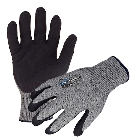 Azusa Safety Cut Resistant Work Gloves, Cut Level A5 , Dipped , Nitrile , Sandy-Foam , L 1 PR BW5000